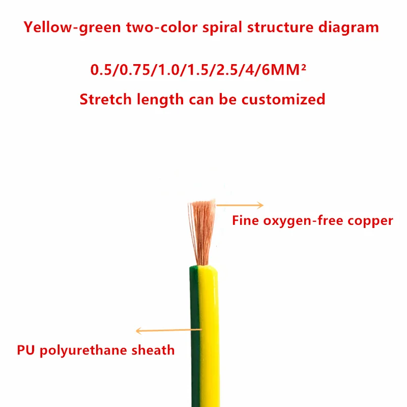 cabo de expansao espiral amarelo verde elastico 20 03