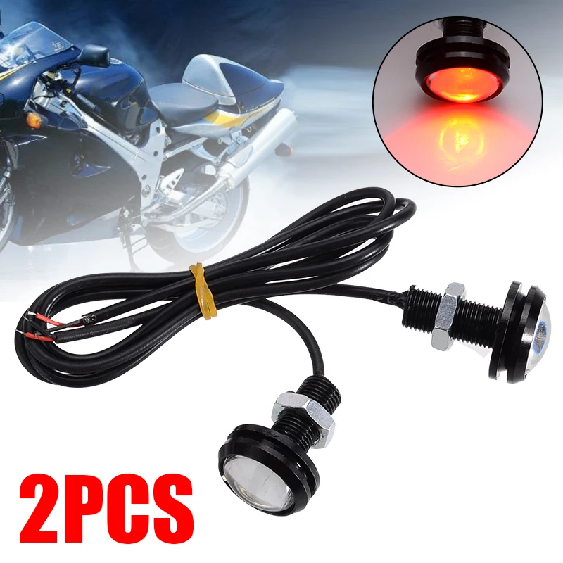 2pcs/set 23mm Red LED 12V Eagle Eye Brake Running Light Stop Parking Tail Signal Light Universal For Motorcycle Car