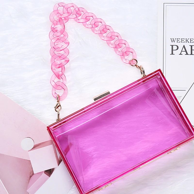 Orange Bag Luxury Designer Clutch Purse Cross Body Transparent