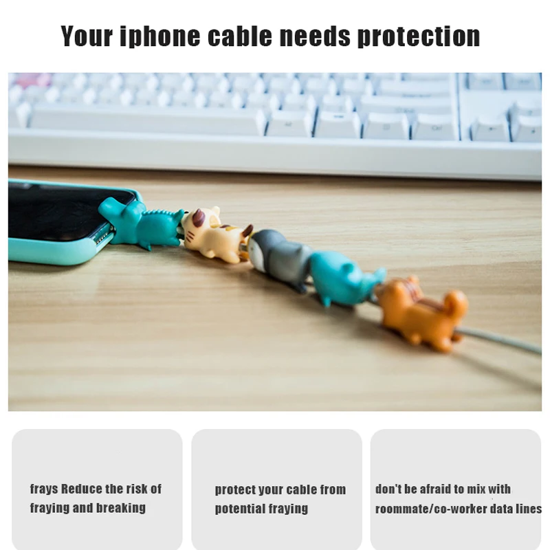 BUBM защита для кабеля с героями мультфильмов, usb-кабель для украшения мобильного телефона, защитный органайзер для животных, мини Силиконовый чехол для кабеля для зарядки