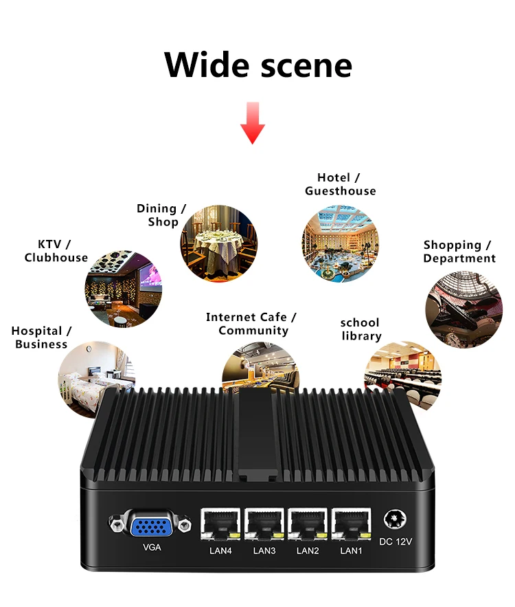 J1900 Soft Router Mini PC with 4 LAN, HDMI, VGA, Pfsense, Linux – Industrial Computer for VPN, Firewall, Gaming, and Office Networking. Description Image.This Product Can Be Found With The Tag Names Cheap Mini PC, Computer Office, High Quality Computer Office, Mini pc