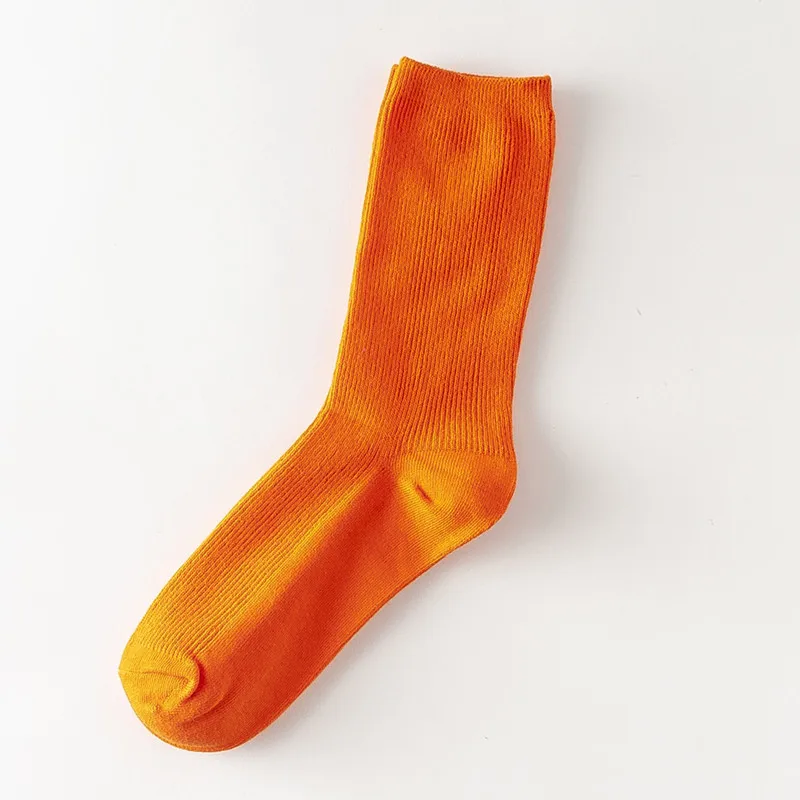 1 пара носков женские одноцветные веселые спортивные носки хлопковые носки удобные японские Harajuku черные белые носки для скейтборда - Цвет: Оранжевый