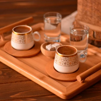 

Bambum Ottoman Set of 2 Coffee Cups Gold Turkish Coffee