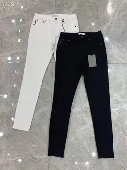 

2020 Jeans Female Denim Pants Korean Fashion Pencil Pants White / Black Runway Top Sale Denim Elastic Trousers for Ladies Donna