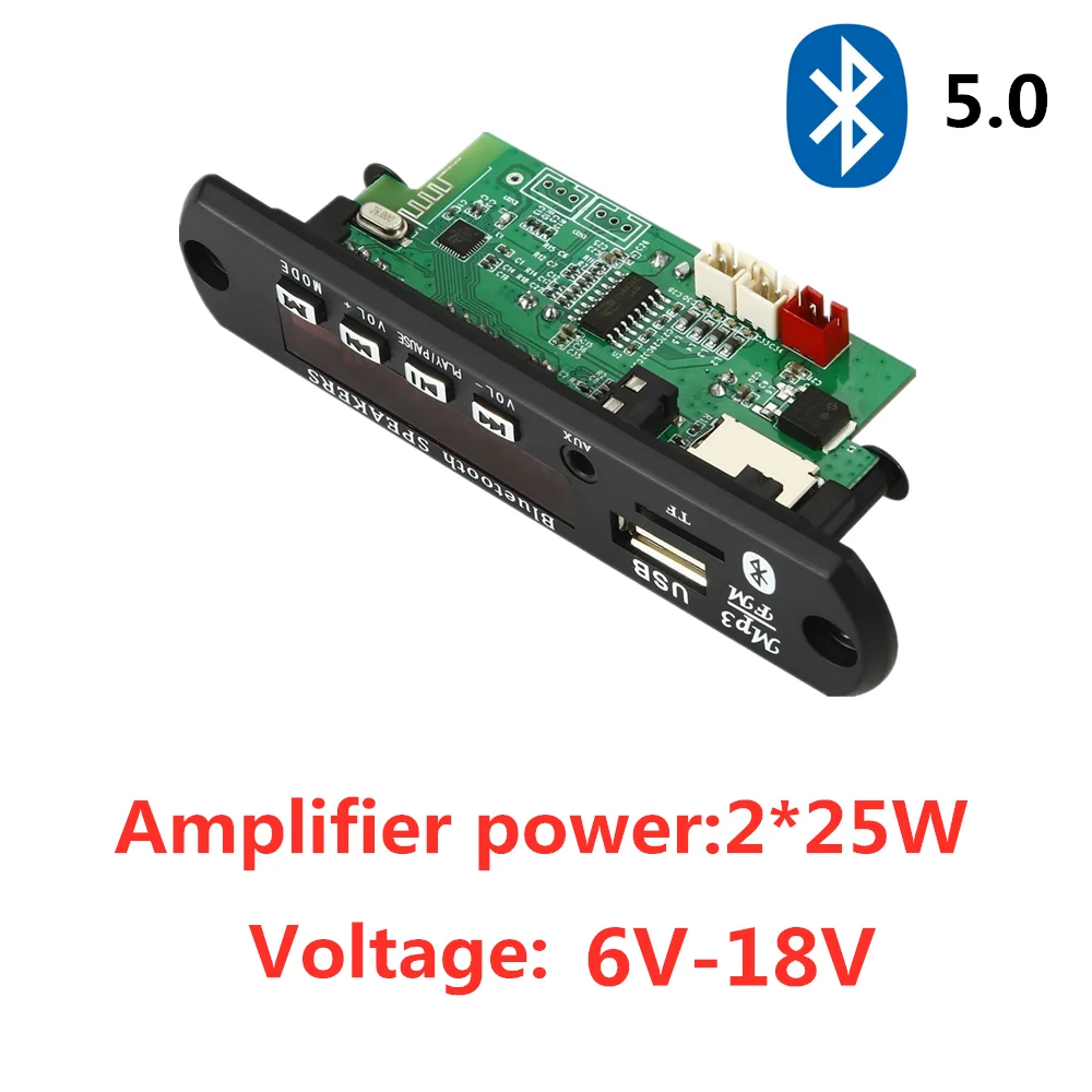 ARuiMei 2*25W 50W Amplifier MP3 Player Decoder Board 6V-18V Bluetooth 5.0 Car Bluetooth