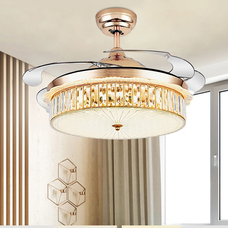 42" Led Invisible Ceiling Fans with Light Decorative ...