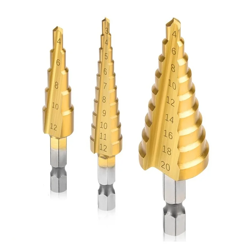 3-12mm 4-12mm 4-20mm HSS Straight Groove Step Drill Bit Metal High Speed Steel Wood Hole Cutter Cone Woodworking Tools | Инструменты