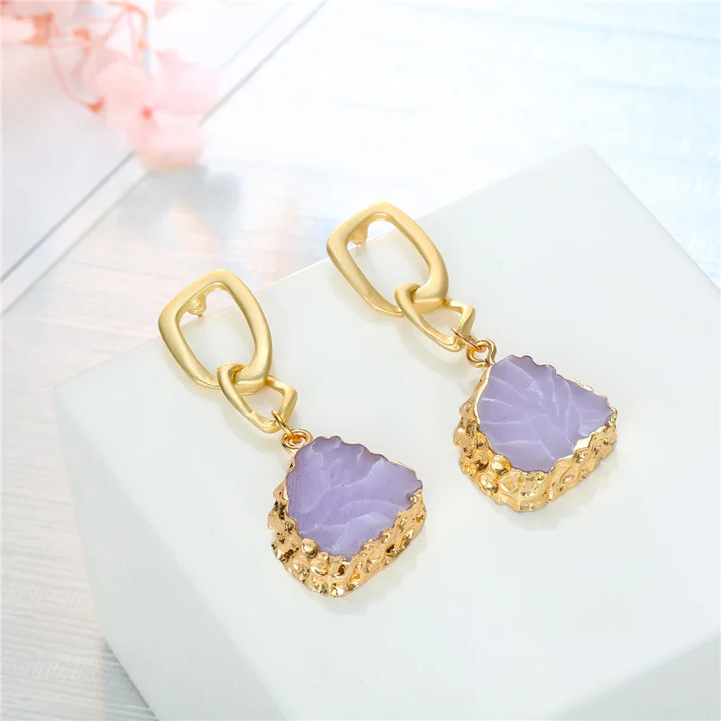 BELLAHYDIARY Vintage Elegant Purple Resin Earings Drop Earrings For Women Jewellery Pendientes Wedding Earring 2019 Brincos 374 (8)