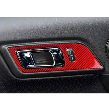 

2pcs Decor Cover Carbon Fiber Car Auto Handle Bowl For Ford Mustang 15-19