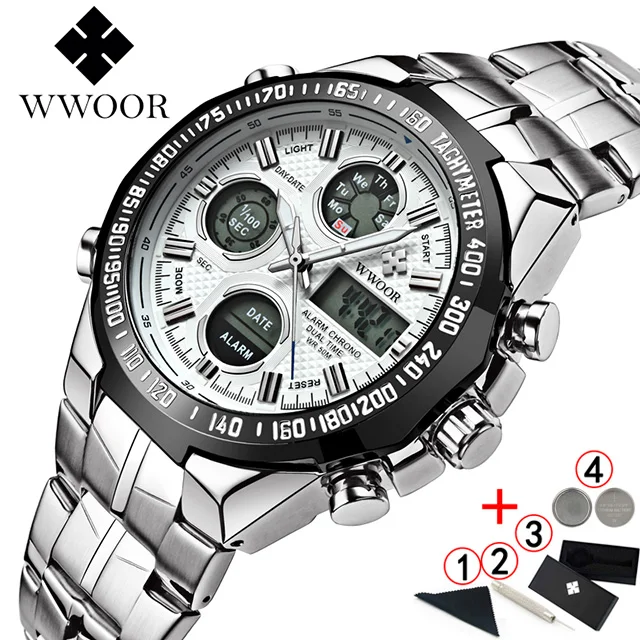 siler silver box Box Relogio Masculino Top Brand Luxury Watch Mens Watches Golden Stainless Steel Military Wristwatch Big Dial Clock Male - Цвет: siler silver box