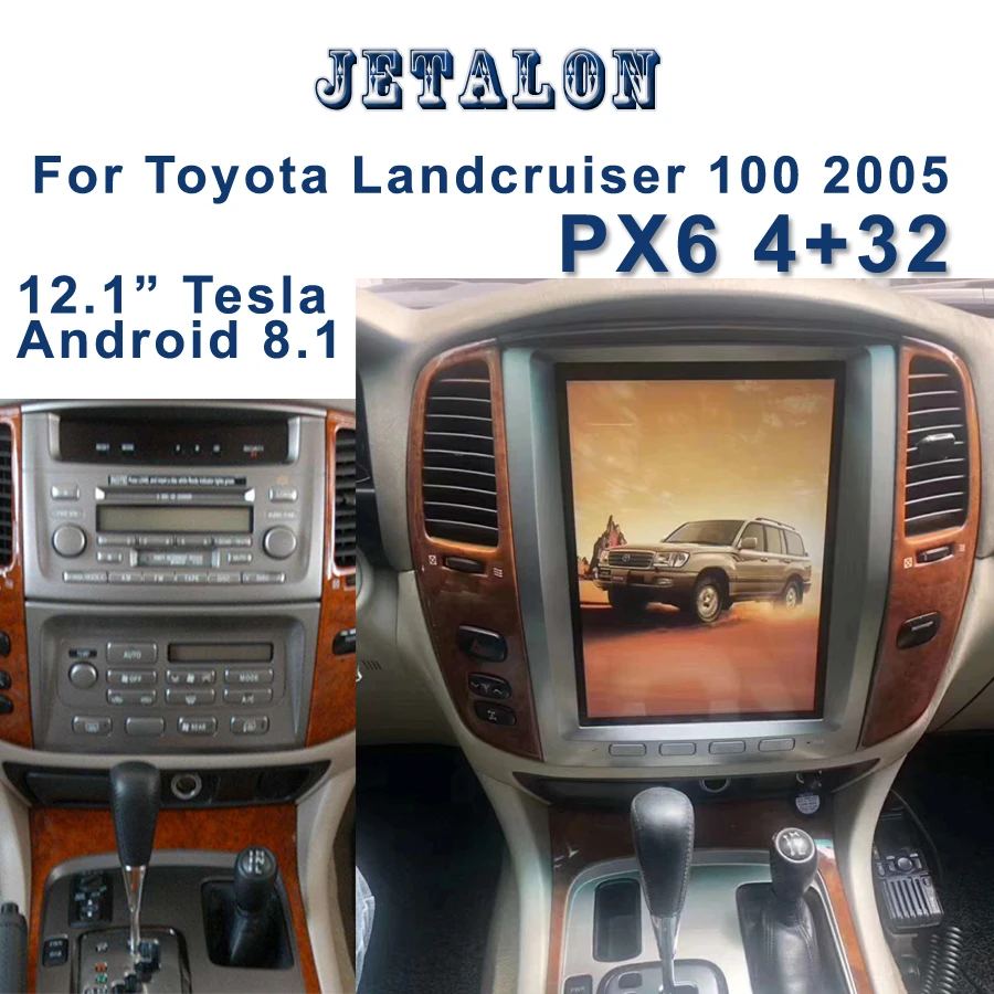 12," экран Tesla навигация для Toyota Landcruiser 100 2005 Android 8,1 автомагнитола gps bluetooth Мультимедиа carplay головное устройство