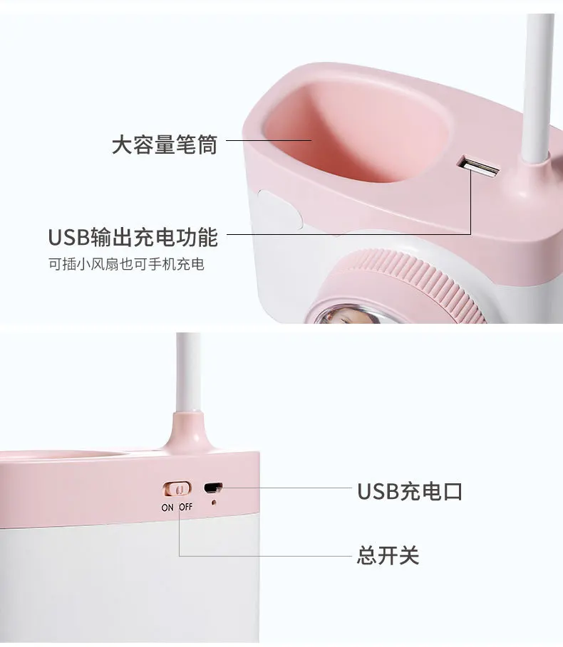 Камера настольная лампа оригинальная USB многофункциональная перезаряжаемая настольная лампа Светодиодная Студенческая спальная Ночная настольная лампа для чтения глаз LB827102