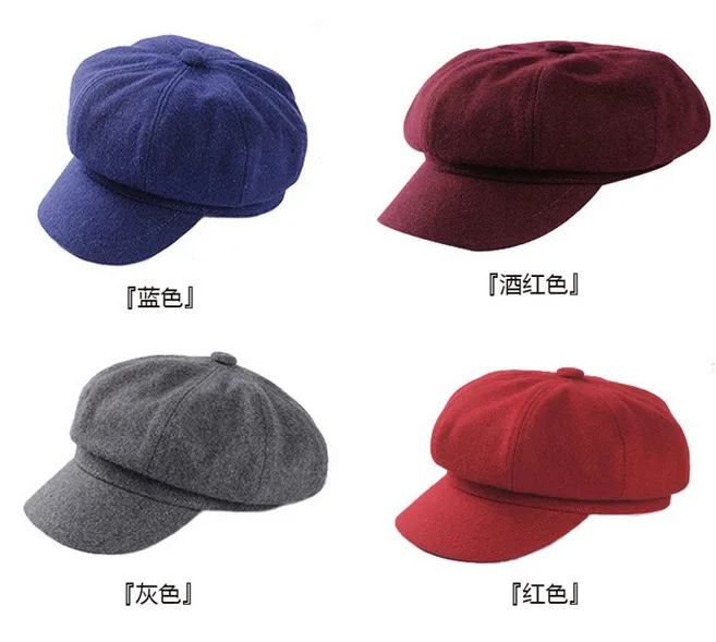 Женская шапка на весну и осень в Корейском стиле, повседневный Универсальный шерстяной берет, шапка в британском ретро стиле, восьмиугольная шапка