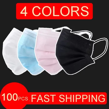 

100pcs Mask Disposable Nonwove 3 Layer Ply Filter Mask mouth Face mask filter safe Breathable Protective masks