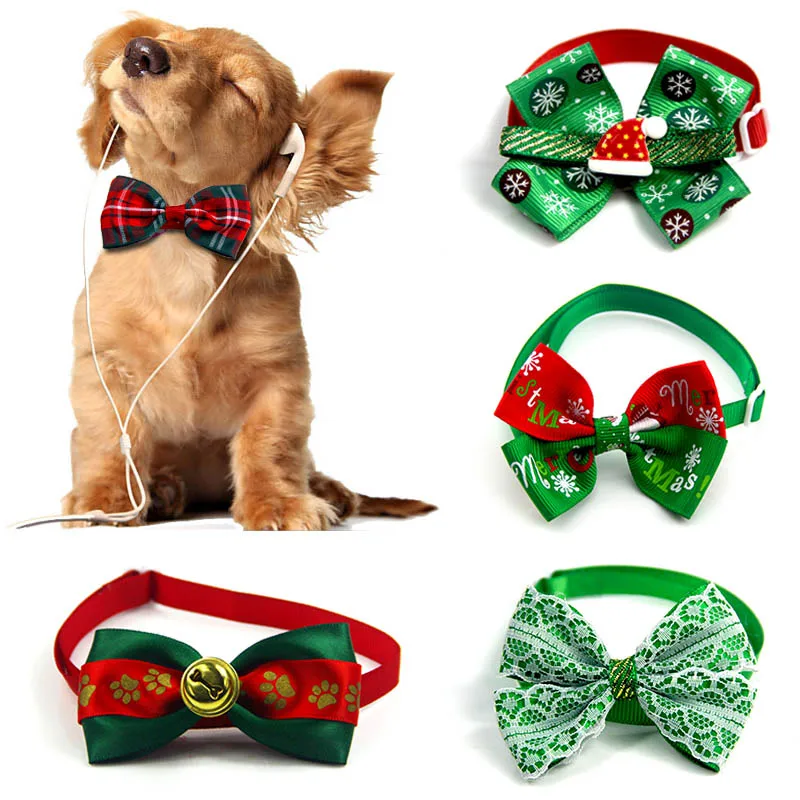 

1PC Christmas Cat Dog Collar Holiday Cats Dog Bow Tie Adjustable Neck Strap Cat Dog Grooming Accessories Puppy Cat Necklace