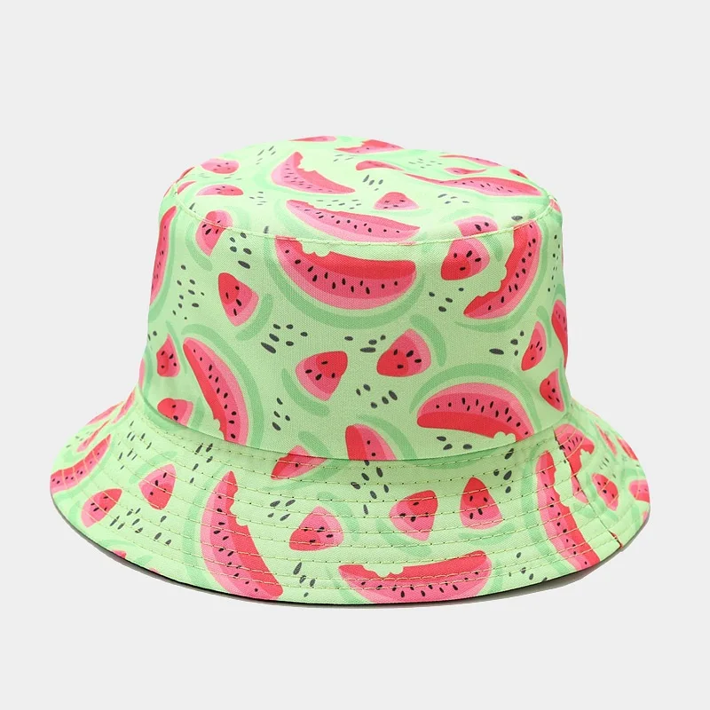 

2021 Street Vegetables Cartoon Cute Women Men Summer Fisherman Hat Hip Hop Bucket Cap Panama Double Side Fishing Bob Bucket Hat