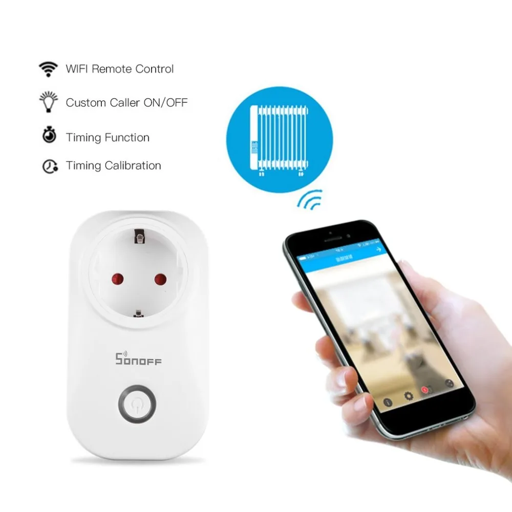 Интеллектуальный выключатель света Sonoff S20 EU/US/UK Беспроводной Wi-Fi таймер розетка 10A 2200 Вт дистанционного Питание Plug IOS Android С телефонным пультом управления Управление умный дом