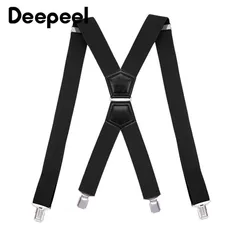 Deepeel 3.5*120cm Men Braces Suspender Adjustable Elastic 4 Clips X-shaped Fashion Wide Strap Belt Suspender for Jean Pants Work