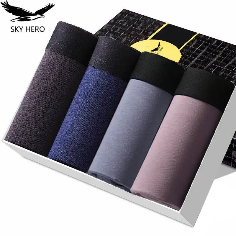 4pcs/Lot Men's Panties Underpants Cueca Boxers Underwear Cotton Thermal for Man Breathable Homme Sexy Soft Male Shorts