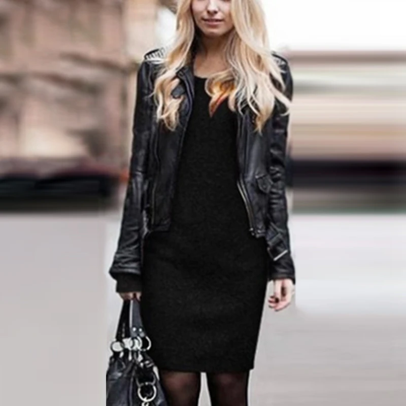 

Women Dress Retro Velvet Round Neck Long Sleeve Knitted Sweater Mini Dress Warm Slim Fit Ladies Dresses