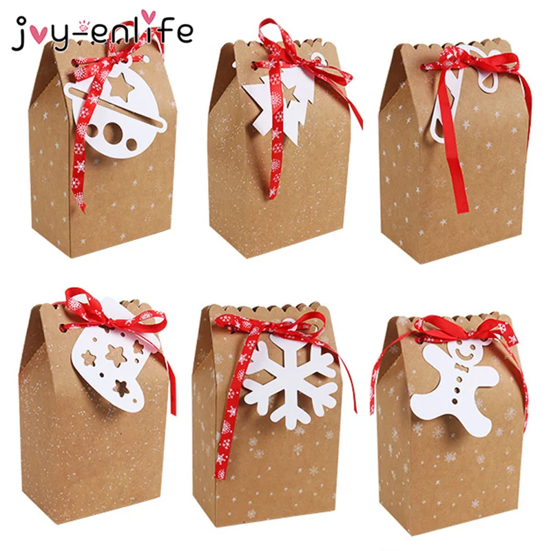 3 шт крафт-бумажные пакеты конфеты бар сладкие конфеты печенья упаковочная коробка с белой лентой тег год Рождественский подарок