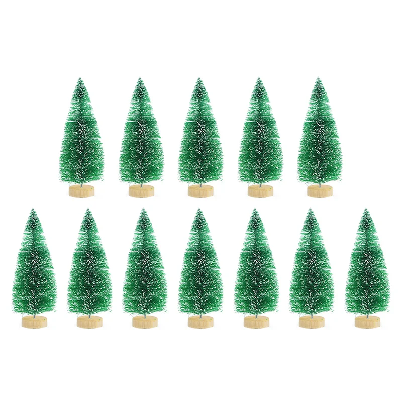 12pcs Mini Christmas Tree Pine Tree DIY Christmas Decorations For Home Table Navidad Xmas Ornaments New Year Decor Kids Gift
