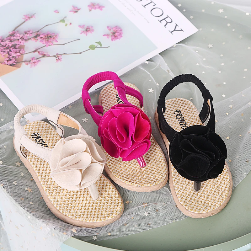 Chanclas con flores romanas para niños y niñas, sandalias de vestir de princesa niños de 2 a 12 años, de fondo suave, sandalias para niños pequeños de 26 36|Sandalias| - AliExpress