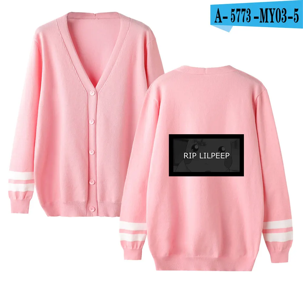 pink Кардиган с принтом аниме свитер lil pee Мужская/Женская толстовка с принтом крутой Kpop Повседневный свитер с v-образным вырезом популярный топ для фанатов lil pee - Color: pink