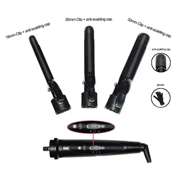 

Hair Curler Tourmaline Ceramic 3 in 1 Curling Iron Intelligent Constant Temperature Portable Hair Stick Wet Dry for Travel