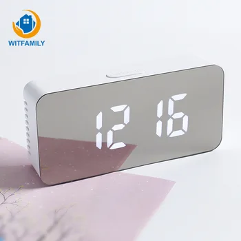 

Temperature Display LED Mirror Clocks 12/24 Hours Switch Table Clock Calendar Digital Large Screen Display Nixie Alarm Clock