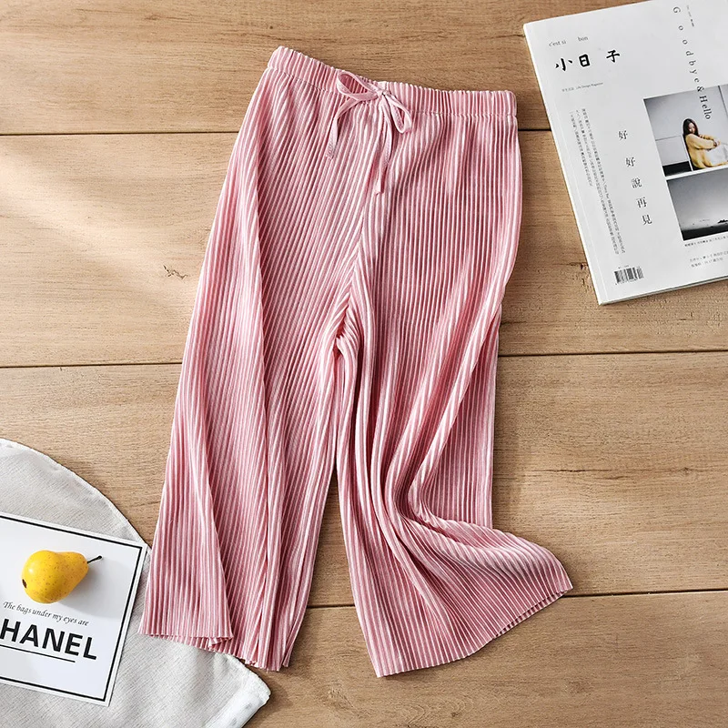 Girls Pants Children Pleated Wide-Leg Loose Casual Chiffon Ankle Length