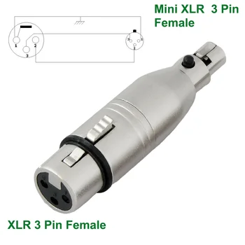

1pc Audio Mic Microphone Adapter Connector Mini XLR 3 Pin Female to XLR 3 pin Female Plug Converter