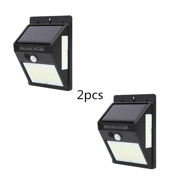 2pcs 100 LED 4 шт. 100 светодиодный светильник на солнечной батарее, уличный светильник с датчиком движения PIR, лампа на солнечной батарее, украшение сада, водонепроницаемый настенный светильник на солнечной батарее - Испускаемый цвет: 2pcs 100 LED