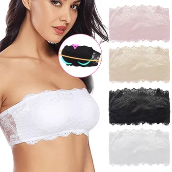 

Lace Bra Strapless Underwear Comfortable Breathable Elastic Adjustable Hook Lock for Women TT@88
