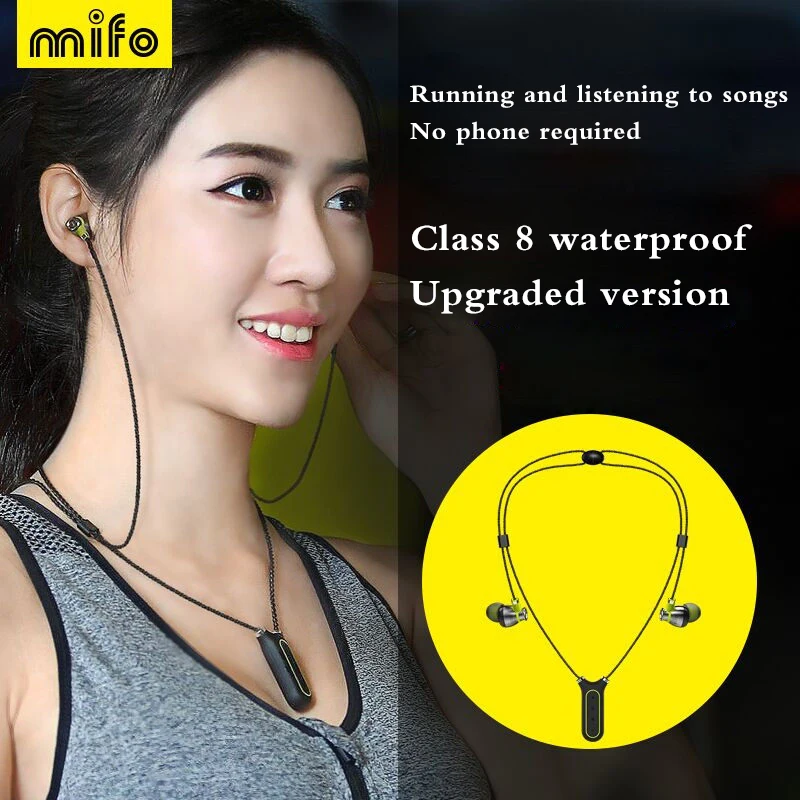 

Mifo i2 Bluetooth Tws Earphone Waterproof Neck Headset Necklace Wireless Headphones With Built In Mp3 Player For Sports Running