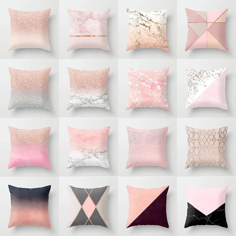 

Yaapeet 1pc Gradient Cushion Cover Geometric Brief Pillowcase Decorative Pretty Marbling Cushion Cover Pink Throw Pillow Case