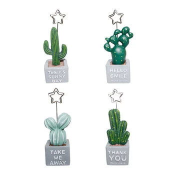 

Korea Desktop Cute Cactus Styling Resin Plant Photo Folder Creative Message Postcard Clip Holder