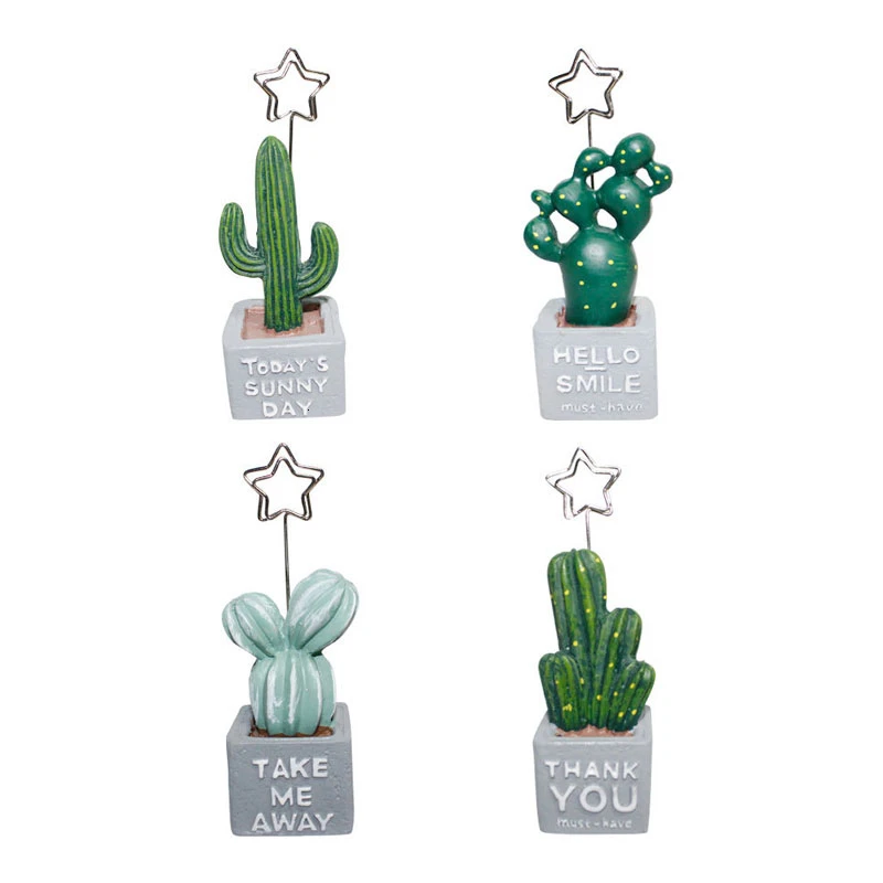 

Korea Desktop Cute Cactus Styling Resin Plant Photo Folder Creative Message Postcard Pissing Clip Holder