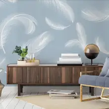 Производитель Пользовательские скандинавские ручной росписью акварельные белые перья Настенные обои для спальни