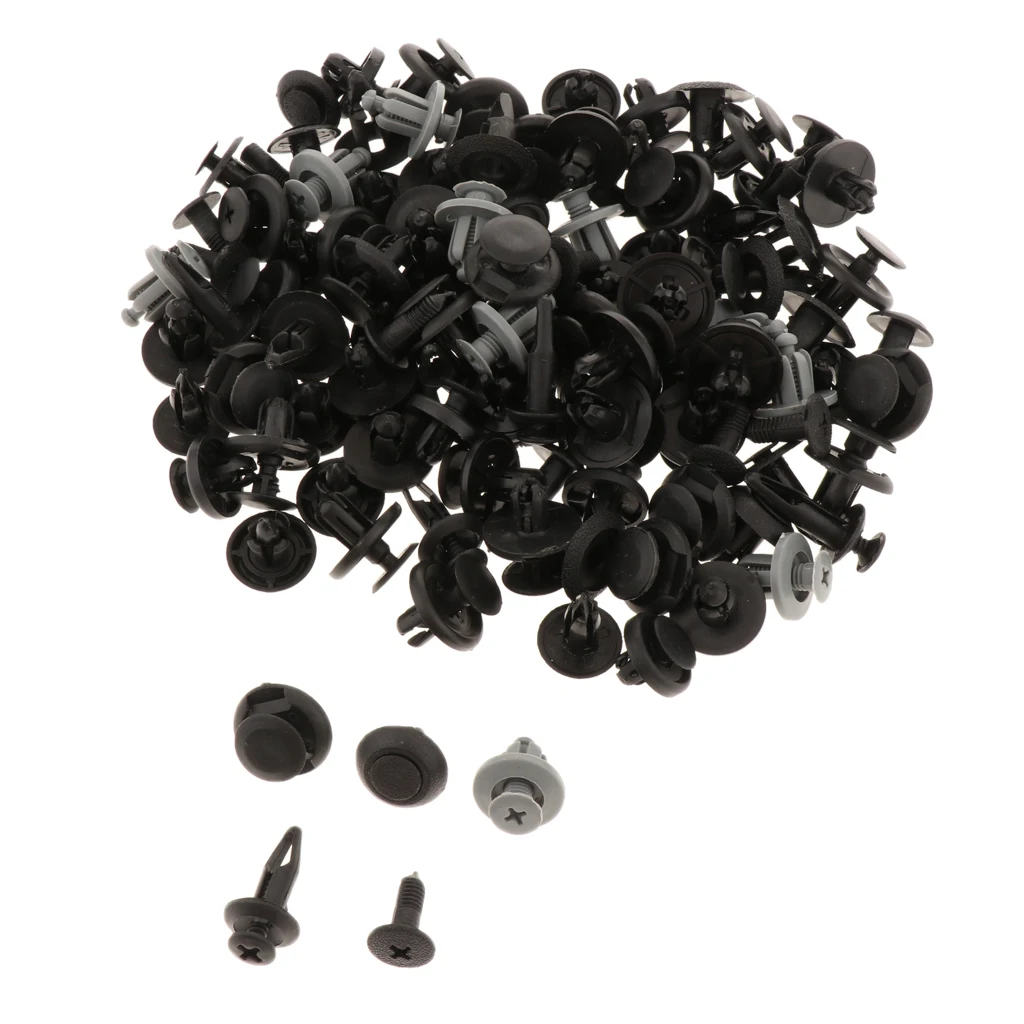 Pack - 100 Nylon Bumper Fastener Rivet Clips Automotive Furniture Assembly Expansion Screws Kit Auto Body Clips