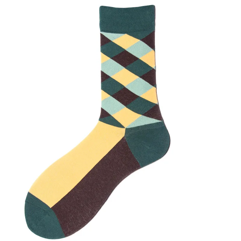 Мужские носки хлопковые забавные хип-хоп алмазные цветные полосатые квадратные Звездные точечные Бальные носки для скейтборда в японском стиле Харадзюку - Цвет: 4