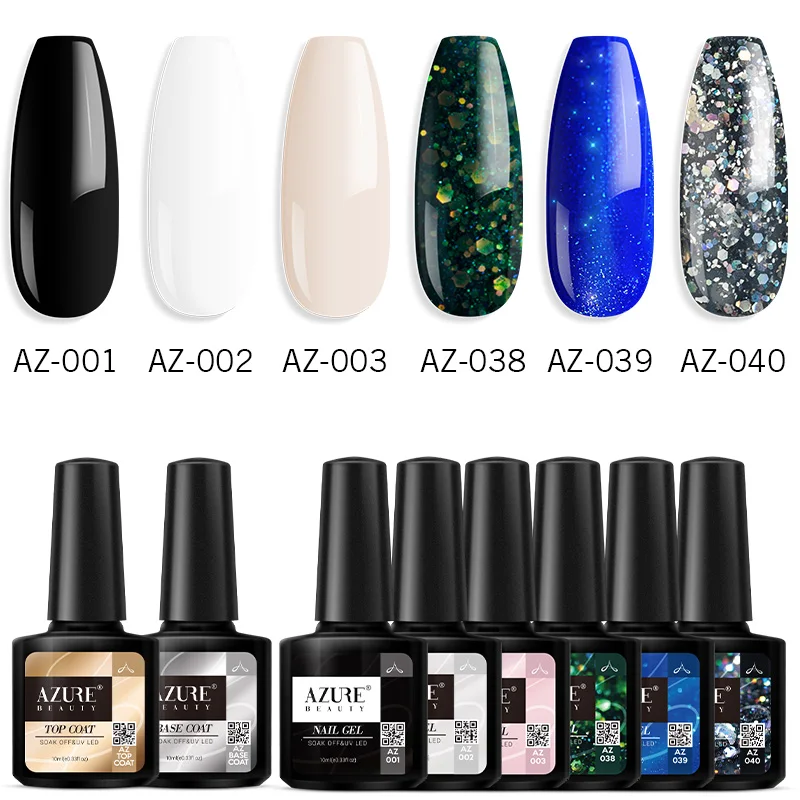 AZURE BEAUTY, 8 шт./лот, неоновый Блестящий Гель-лак для ногтей, набор, долговечный, горячая Распродажа, Цветной Гель-лак для ногтей, набор, полупостоянная эмаль - Цвет: 08