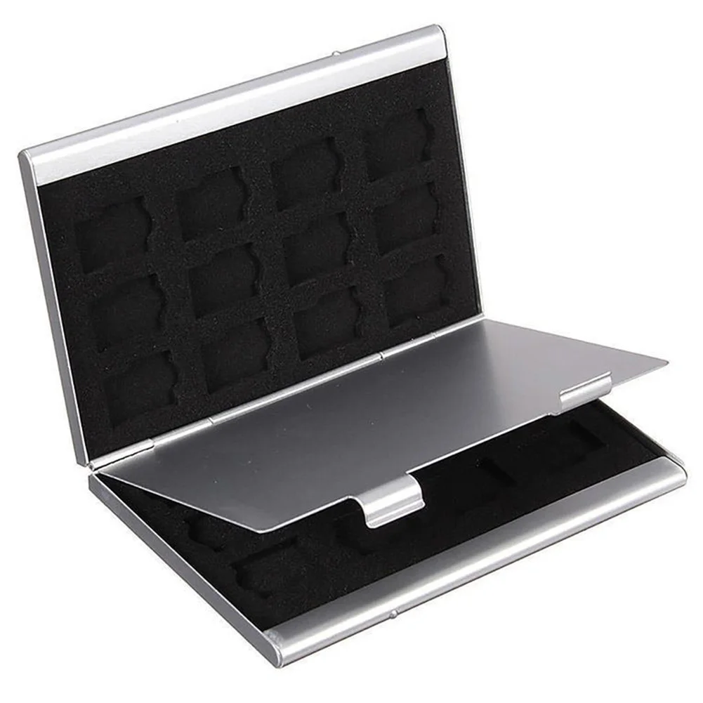 Серебряная Портативная сумка 24TF держатель для карт, защита органайзер, двойной слой, большой алюминиевый чехол для карт памяти, коробка для хранения, прочная