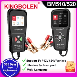 KINGBOLEN BM510 – testeur de batterie de voiture, moto, camion, analyseur de batterie 6V 12V 24V 2000 CCA, outils de Test de vilebrequin 