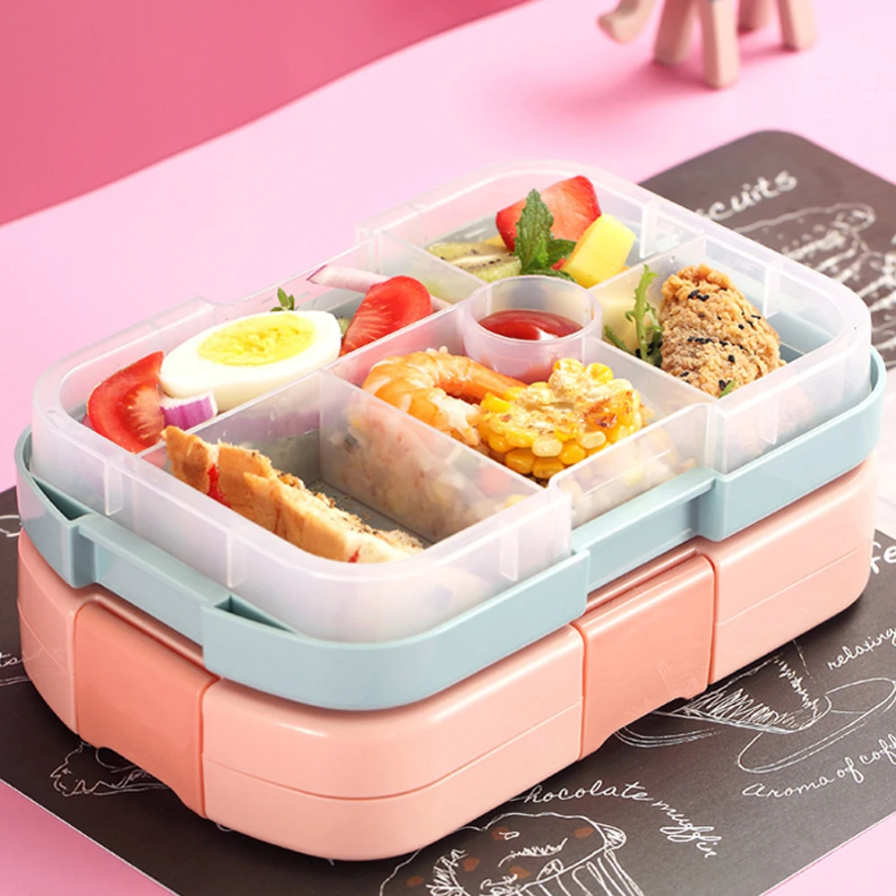 Коробка для завтрака 920 мл 6 сеток Bento коробки микроволновая посуда хранение