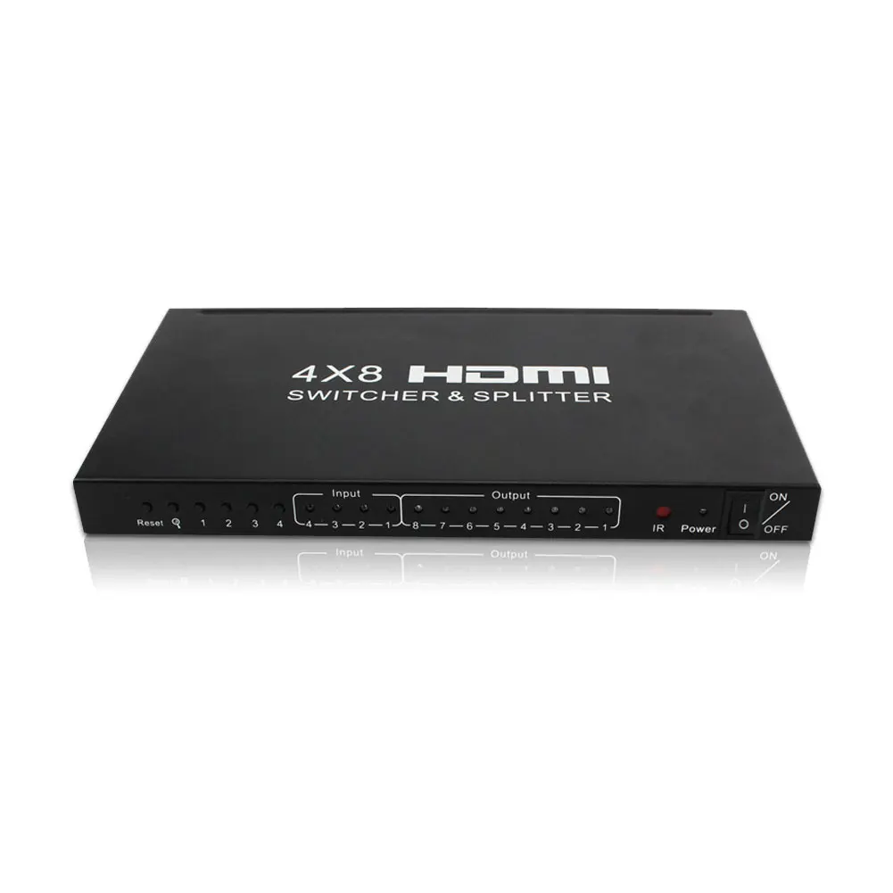 4x8 HDMI Switcher Splitter Audio Extractor 4 Input 8 Output Switch Audio Video Converter 3D 1080P Remote Control For PC PS3