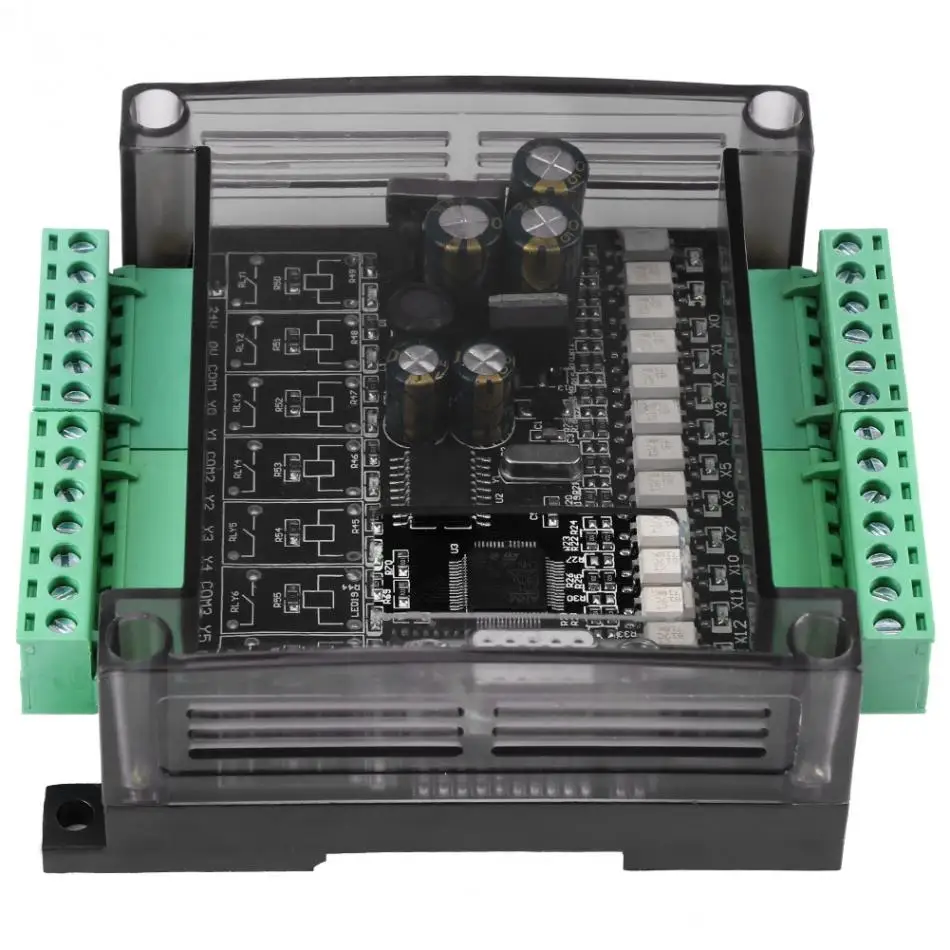 

1Pcs DC 24V PLC Controller Regulator Industrial Control Board Programmable Logic Controller w/Case Lather Control System