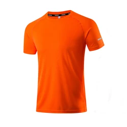 Solid Color Slim Fit Polyester Men's Athletic T-Shirt - 3XL (85-90 KG) (Orange)