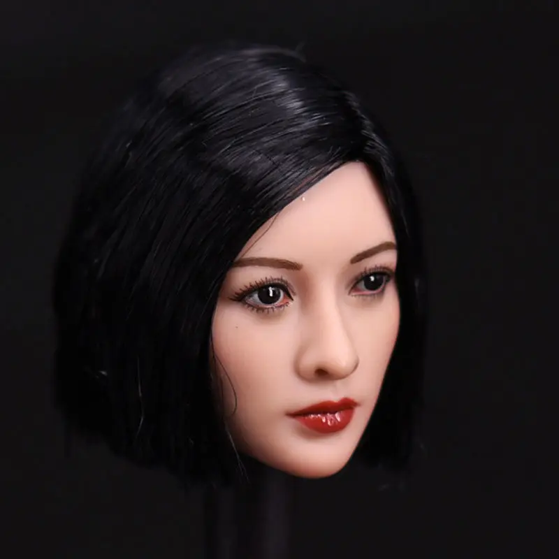Asian Beuty Charming Girl Doll Head for 12 Action Figure Phicen HP063 Black ZSMD 1/6 Scale Female Figure Head Sculpt