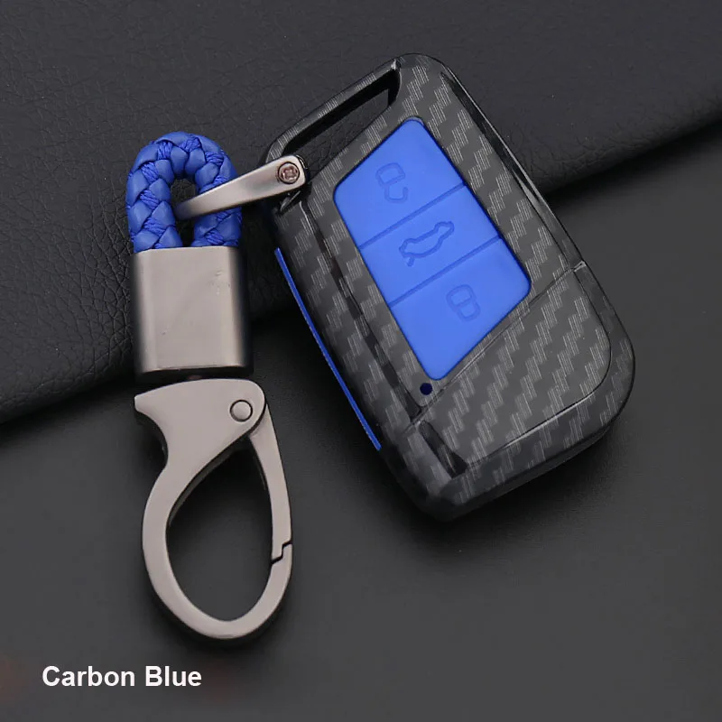 blue 3B углеродное волокно силиконовый чехол для ключей для Volkswagen VW Magotan Passat B8 Skoda A7 Smart Key - Название цвета: blue